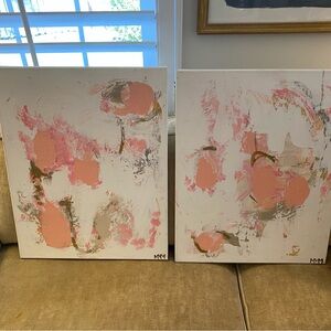 Abstract Pink and Cream Canvas Art Pair. 
Brand new condition. 
Oil on canvas.